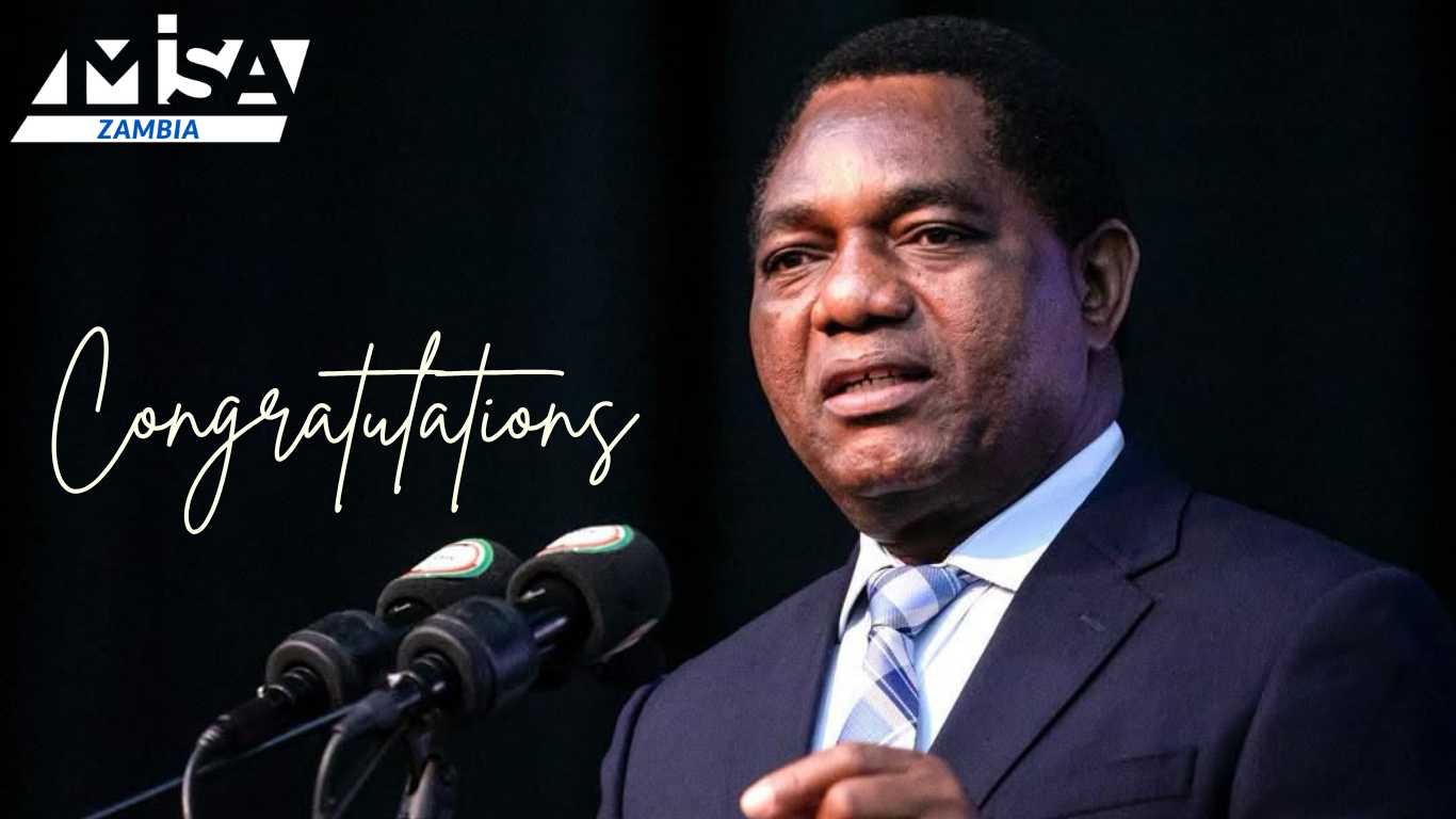 Misa Zambia Congratulates President Elect Hakainde Hichilema